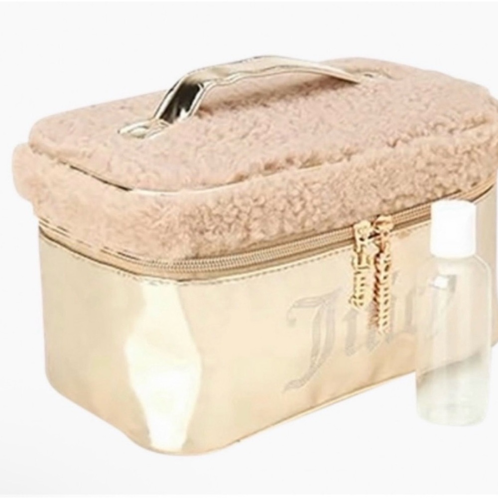Juicy Couture Rhinestone Sherpa Gold Logo Train Case